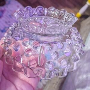 Vintage American Canton Glass Early American Pressed Glass Dewdrop Hobnail bowls